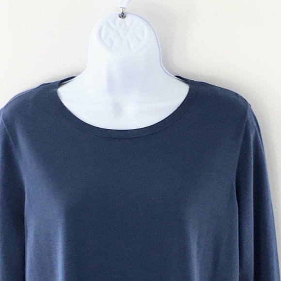 COS Womens Knit Tunic Top Blue Crewneck Mulberry Silk Back Art to Wear Sz S - Picture 4 of 11